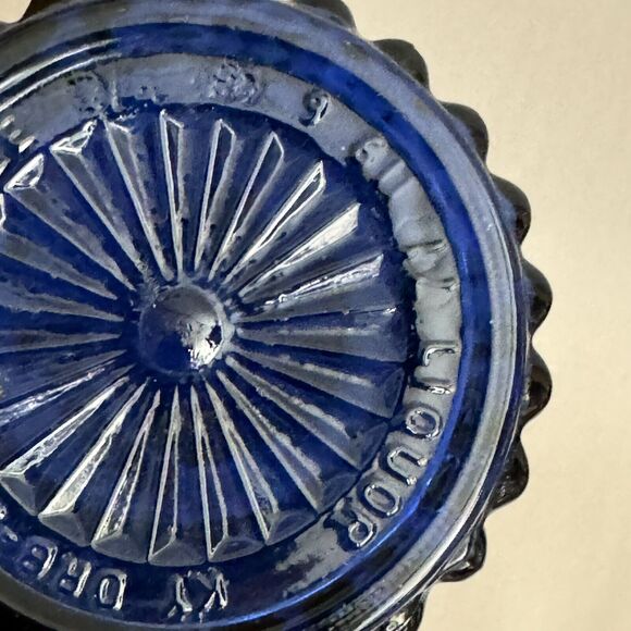 Vintage Jim Beam Cobalt Blue Decanter Kentucky Empty Glass Bottle w/ Stopper - Picture 7 of 13